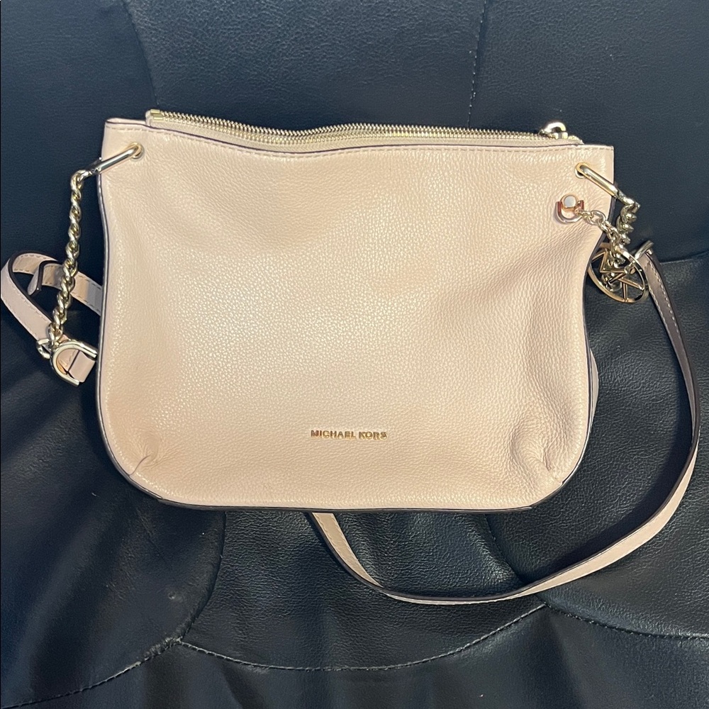 Michael Kors Cream/Pink Crossbody Bag with Gold Accents